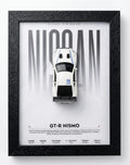 NISSAN GT-R NISSAMO 3D Car Frame(SCALE-1:64) Wall Art Wooden Frame With Removable Die-Cast Cars Pull-Back Action Lights And Opening Doors Collectible Display For Car Lovers